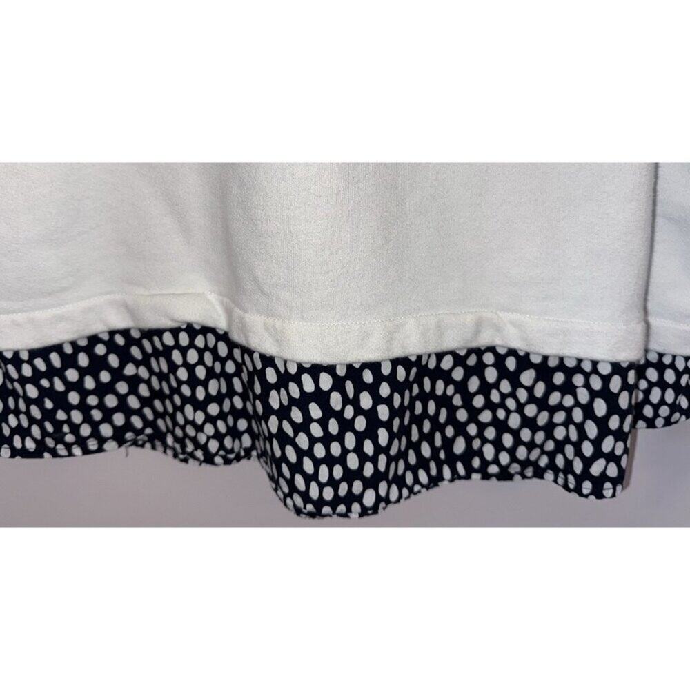 J. Crew Size Lg. 100% Cotton Sweatshirt Woven Hem in Ivory Oncilla Polka Dots - Picture 5 of 7